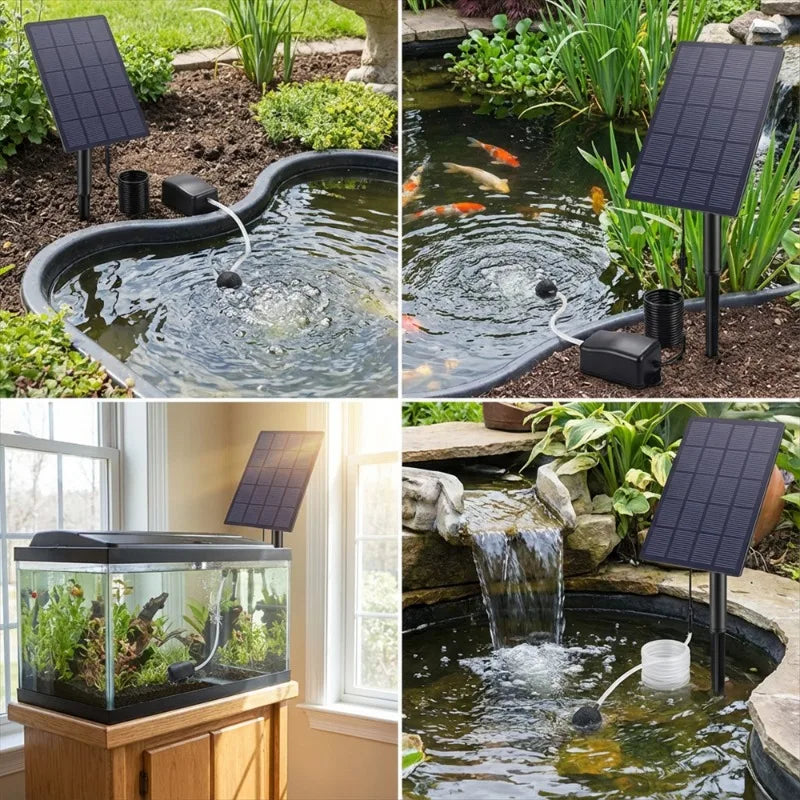 2.5W Solar Pond Aerator Pump with Air Stones – Fish Tank