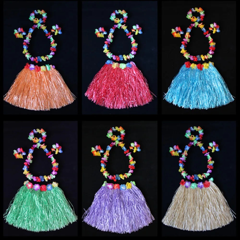 Hawaiian Hula Grass Skirt Set 40CM – Luau Costume Accessories