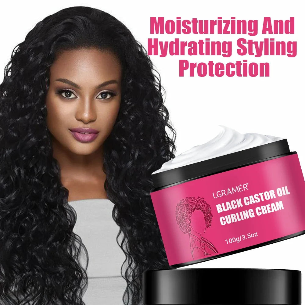 LGRAMÉR Black Castor Oil Curl Defining Anti-Frizz Cream 100g