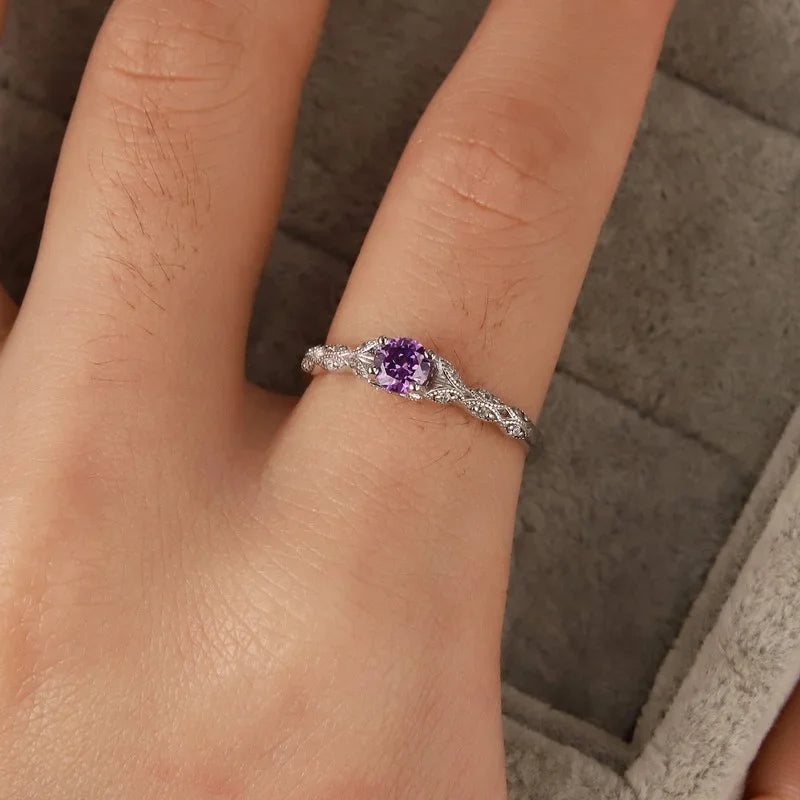 Women's Amethyst Zirconia Fashion Ring – Prong Set Gem