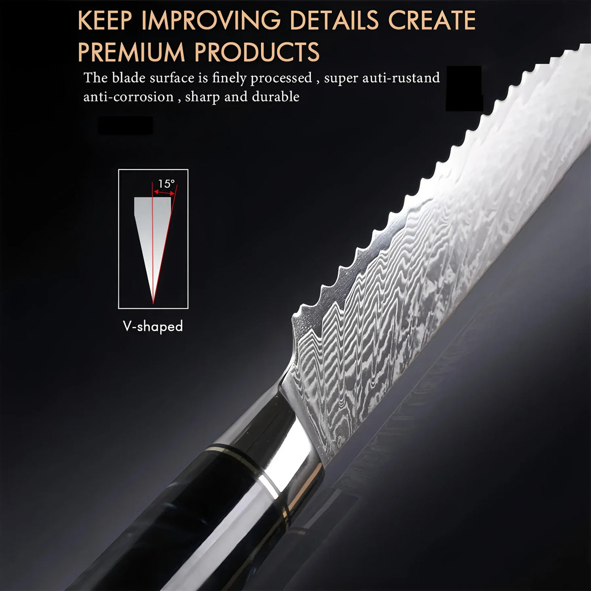 67-Layer Damascus Steel Bread & Cake Slicing Knife