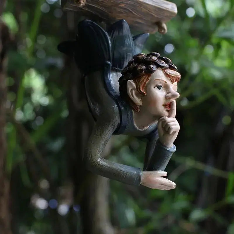 Garden Hanging Elf Ornament – Resin Fairy Figurine for Patio & Yard