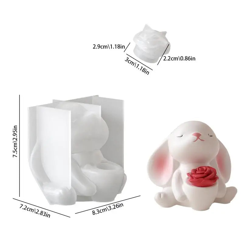 3D Rabbit Silicone Mold – Easter Bunny Candle, Soap & Craft