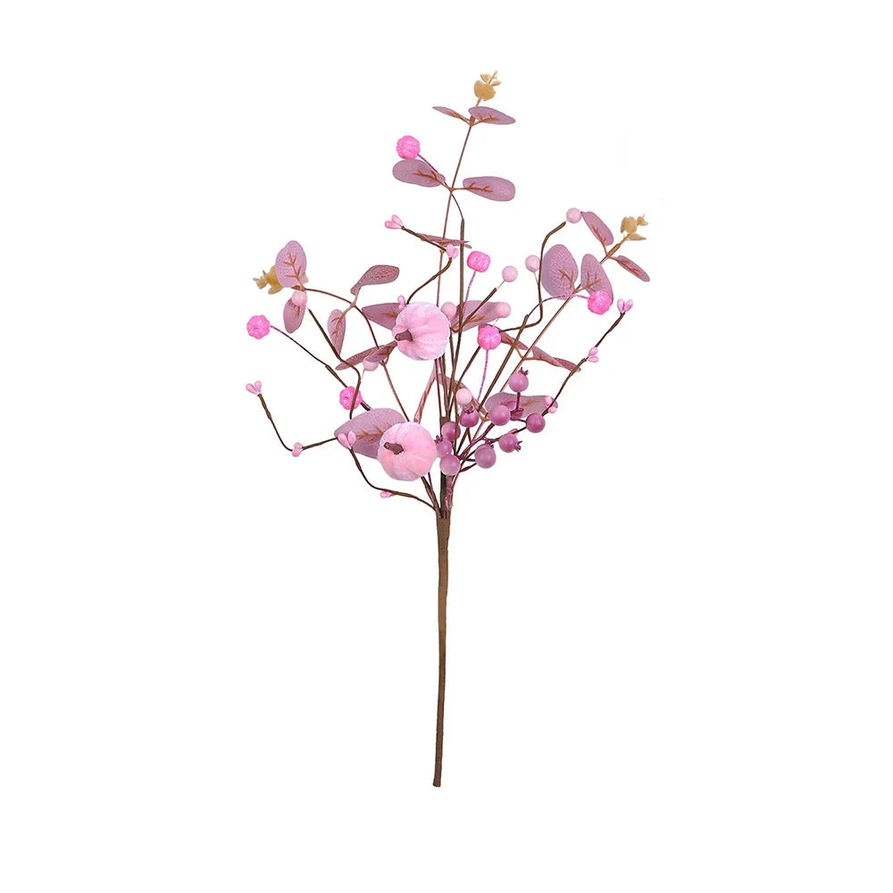 Artificial Pink Velvet Pumpkin Eucalyptus Leaf Pick Harvest