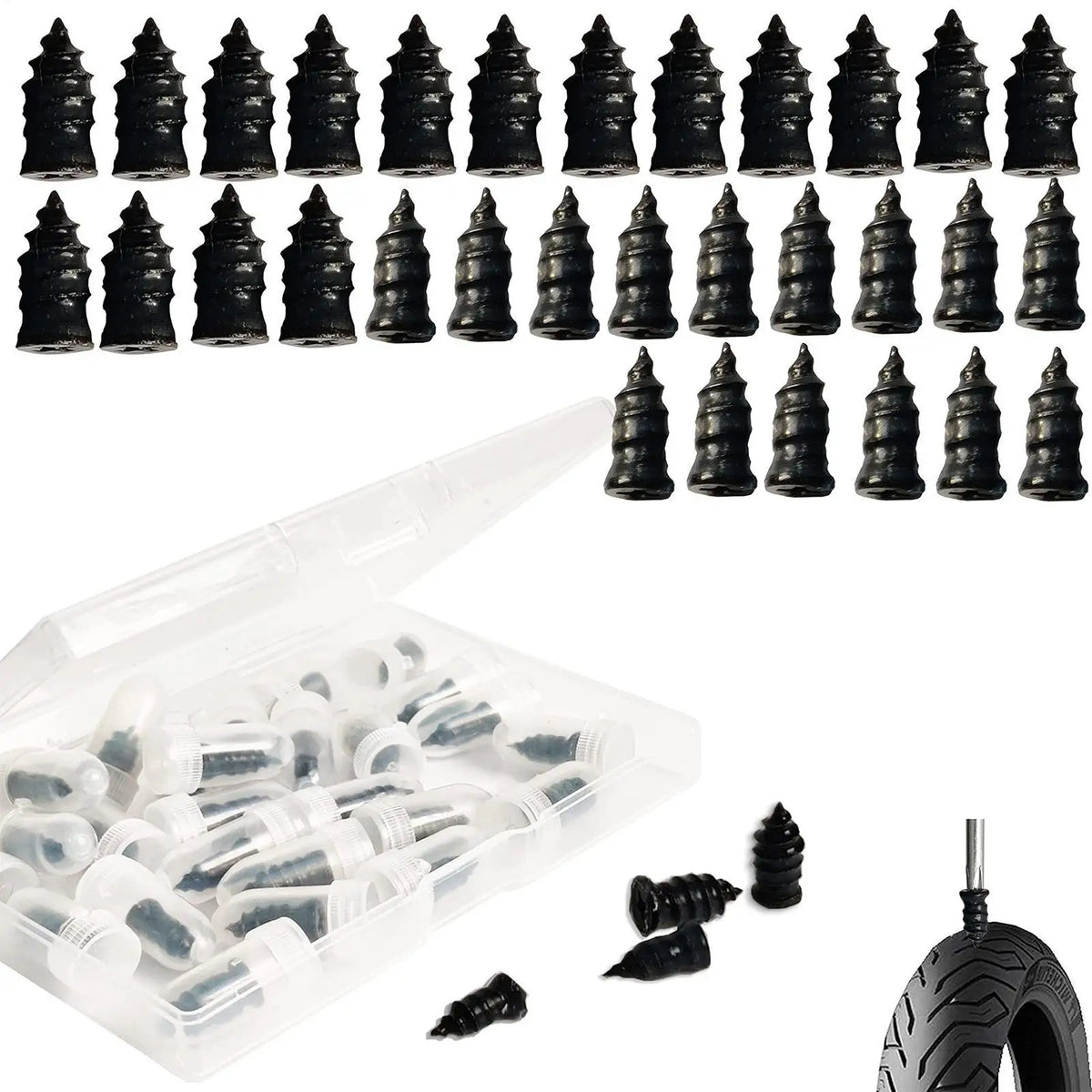 Rubber Tire Repair Plugs – Tubeless Puncture Fix Kit 10 Pc