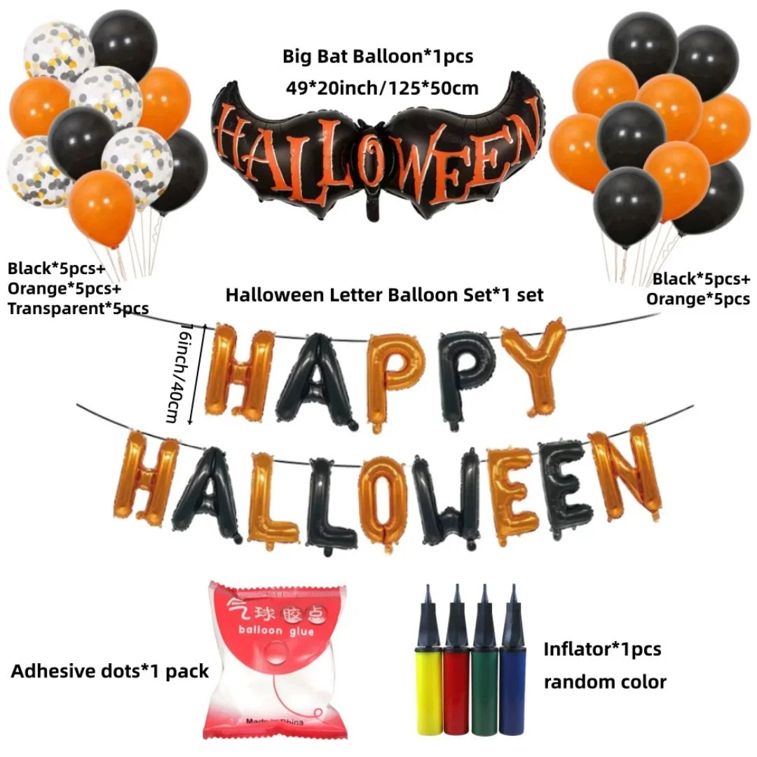 Halloween Balloon Sets Black Orange Balloons Used Horror Party