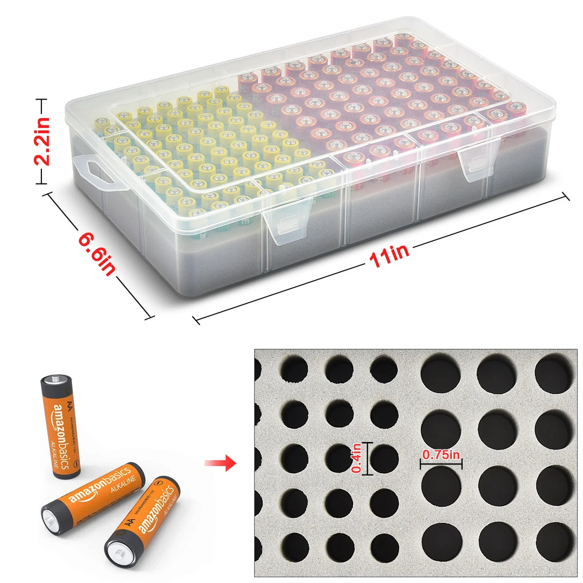 Battery Organizer Case – Stores 134 AA & AAA Batteries