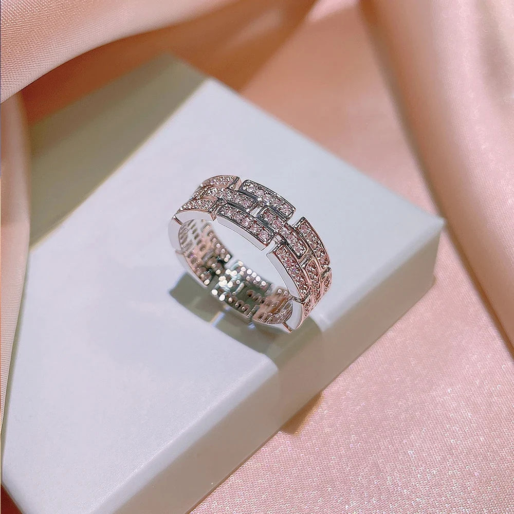 Huitan Women's Silver Wedding Band Ring – Cubic Zirconia