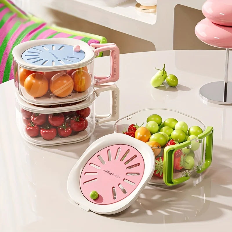 2-Layer Kitchen Colander & Fruit Strainer Bowl with Lid