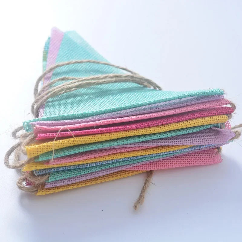 Colourful Linen Pennant Bunting Banner 4m | Party Garland