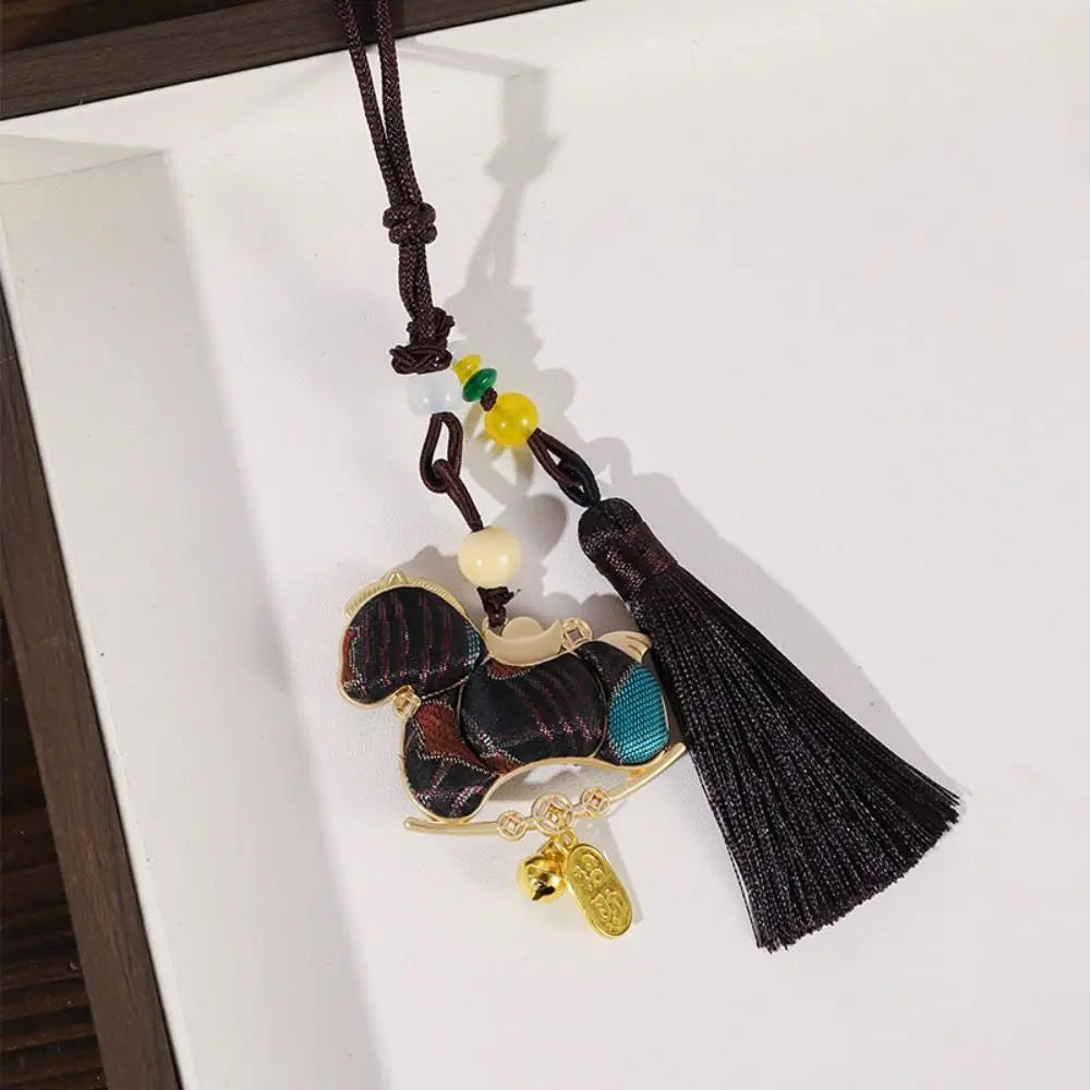 Chinese New Year Horse Embroidered Satin Tassel Pendant
