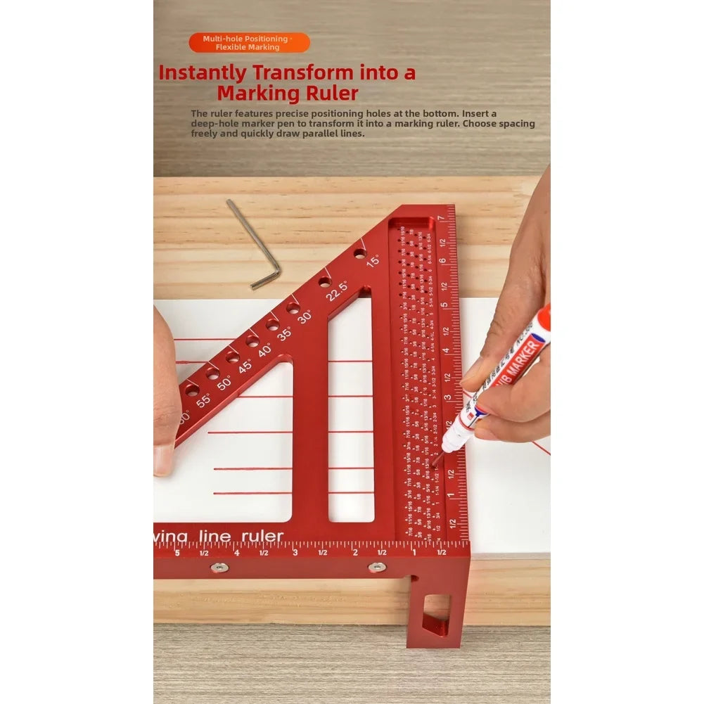 Multi-Angle Aluminum Woodworking Square & Triangle Ruler