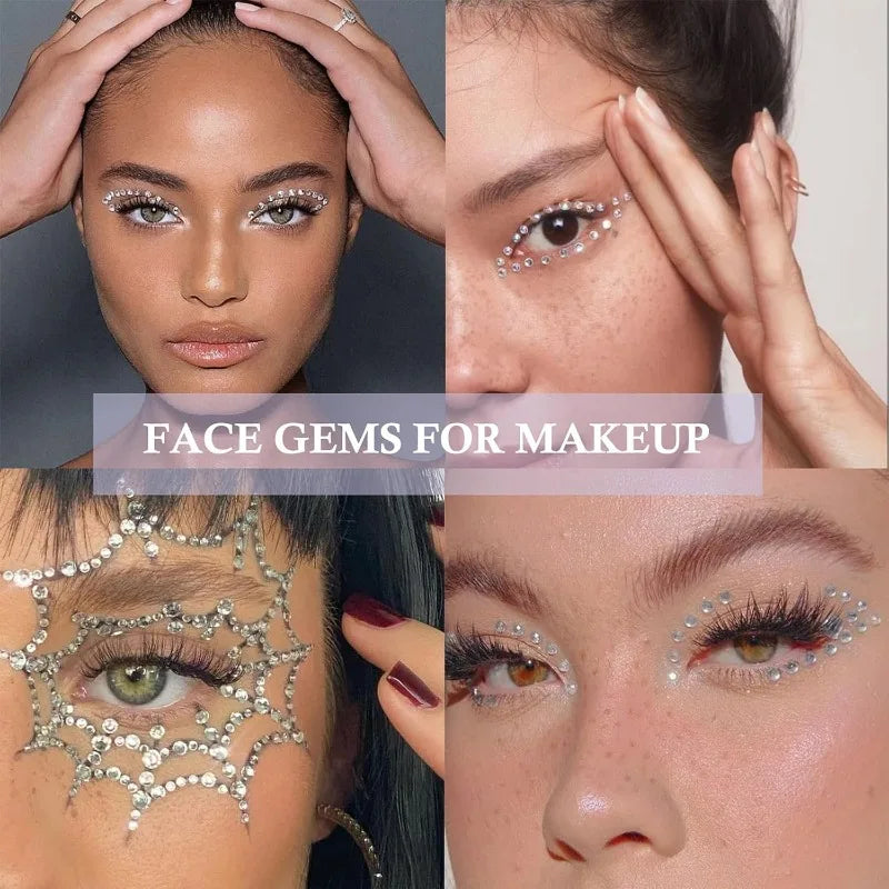 Silver Face Gems & Nose Stud Stickers – 3 Sheets Cosplay