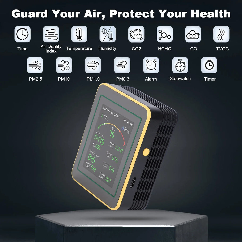 Air Monitor 15-in-1 Wifi Detector LCD Screen Fit Tuya Smart Detects