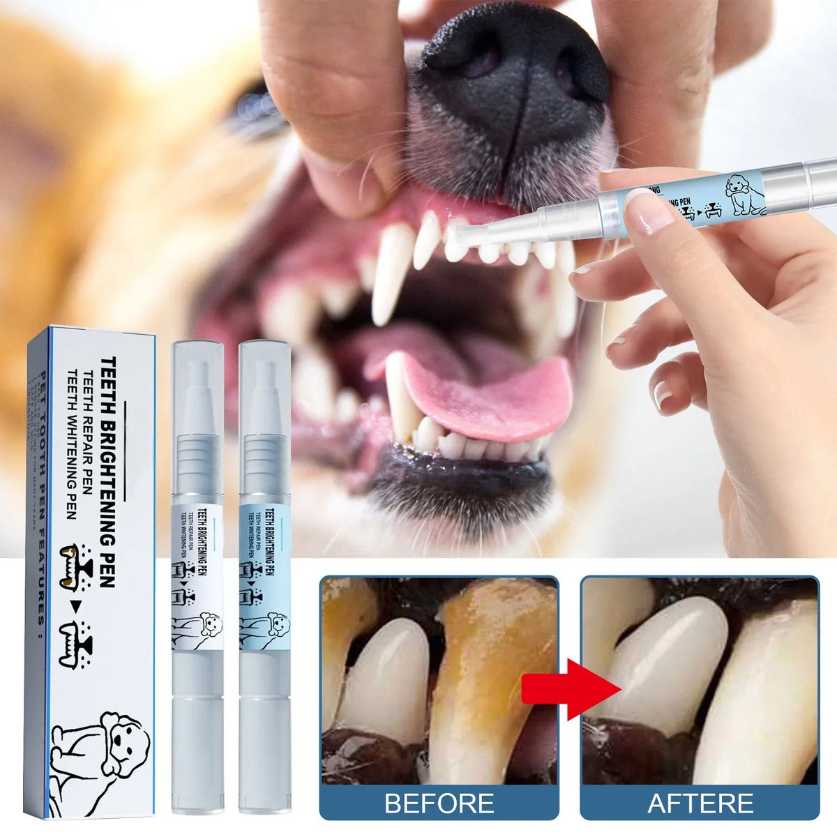 Pet Teeth Cleaning Pen – Tartar & Stain Remover for Dogs & Cats
