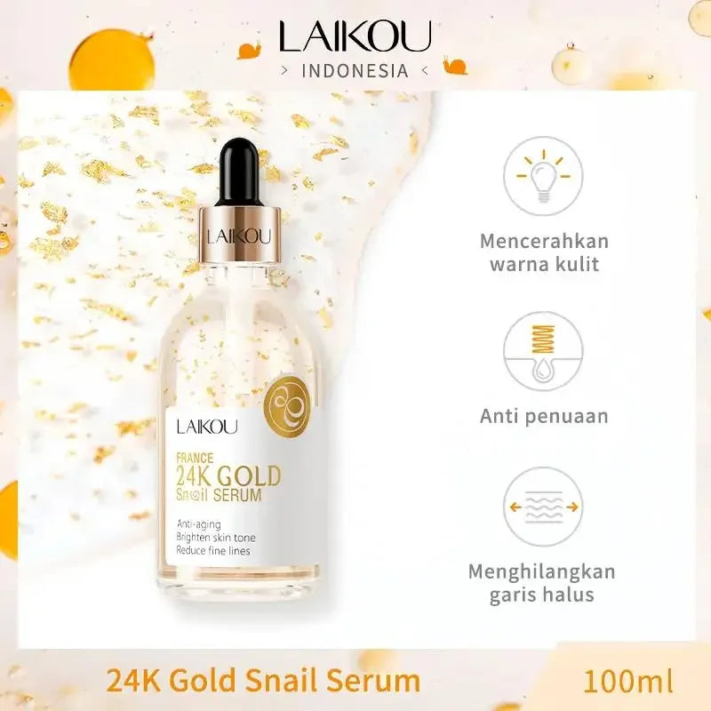 LAIKOU 24K Gold Snail Face Serum 100ml – Brighten & Firm