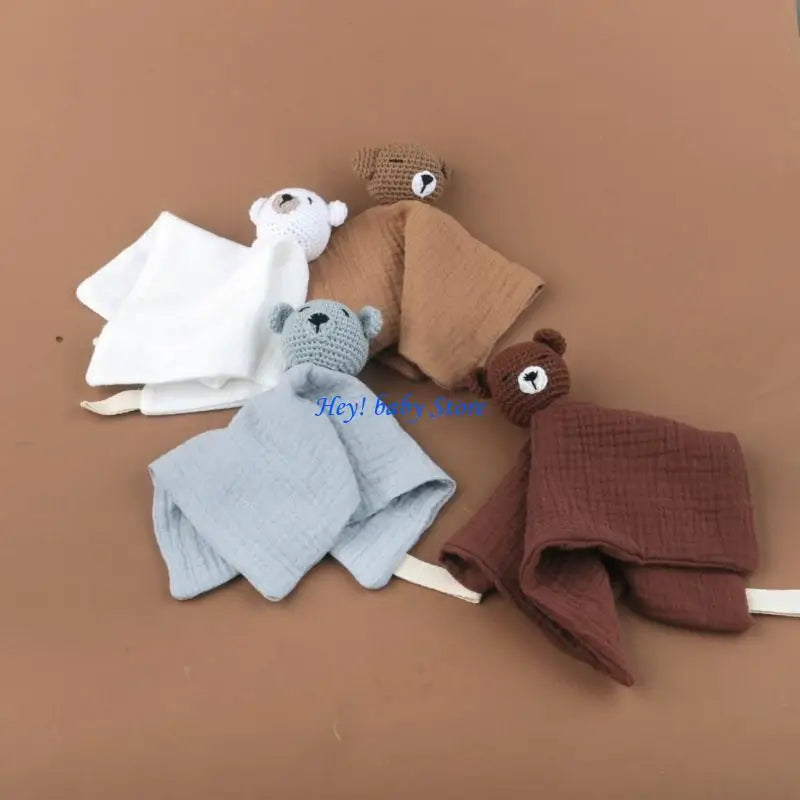 Baby Knitted Bear Security Comforter | Soft Cotton Burp Cloth
