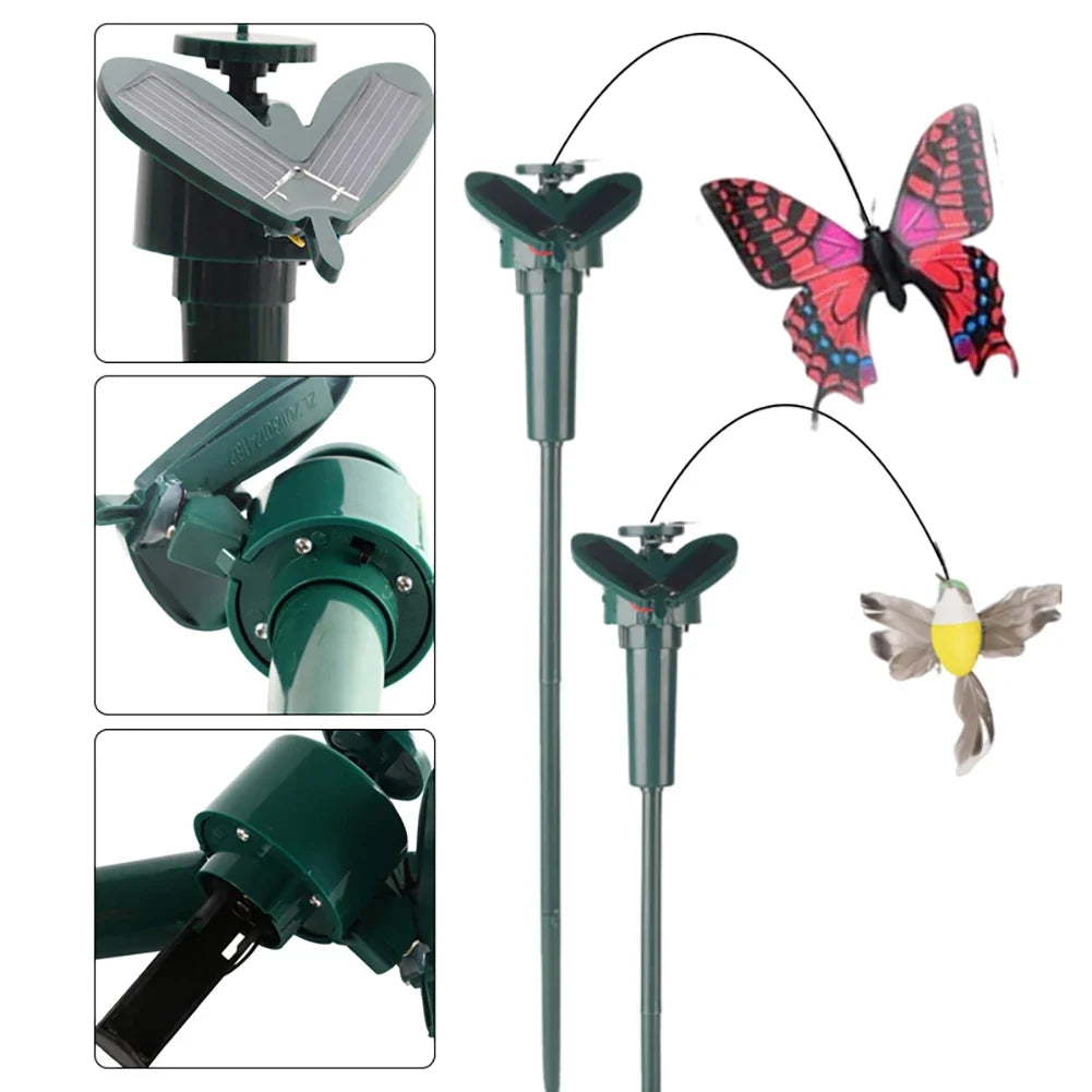 1- Solar Powered Flying Wobble Fluttering Butterfly Ornament Cute