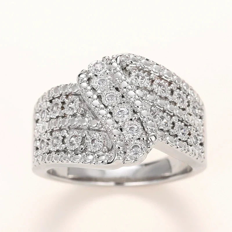 Huitan Knot Wedding Ring – Cubic Zirconia for Women | Size 5–14