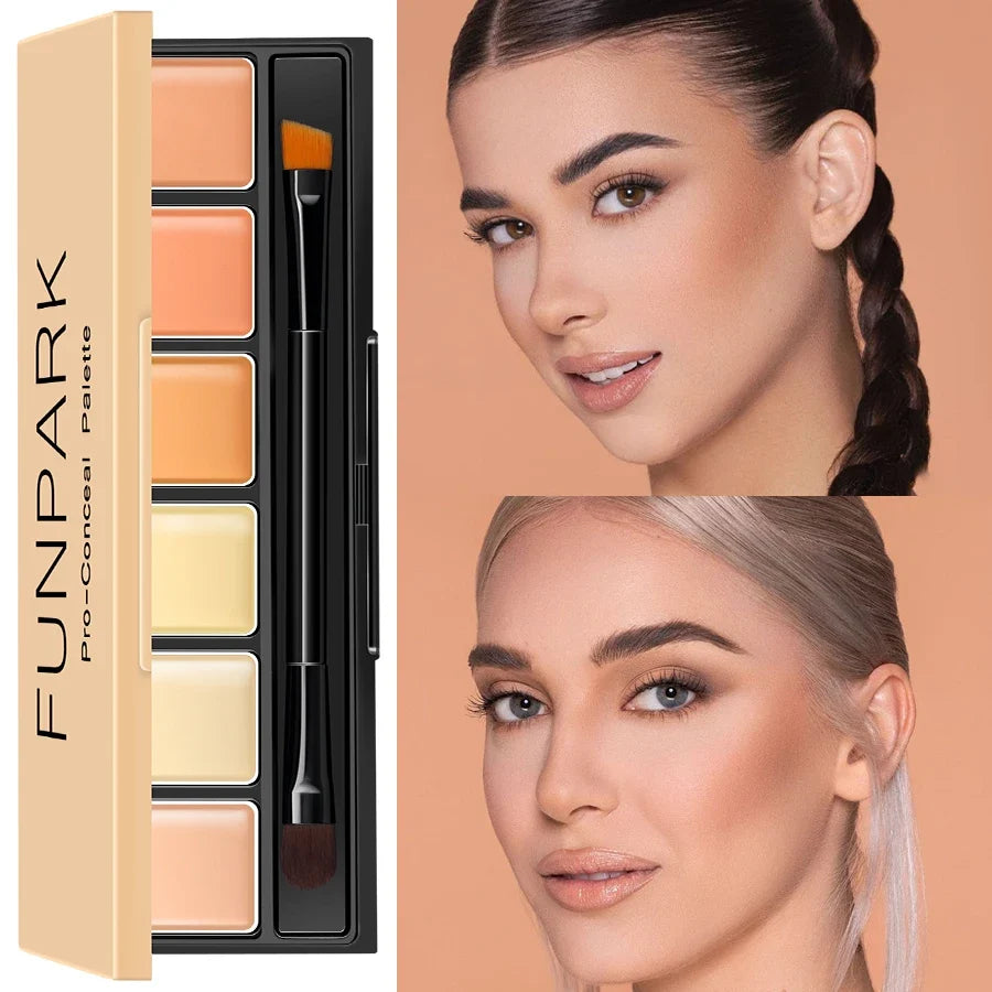 FUNPARK 6-Color Concealer Contour Cream Palette with Brush