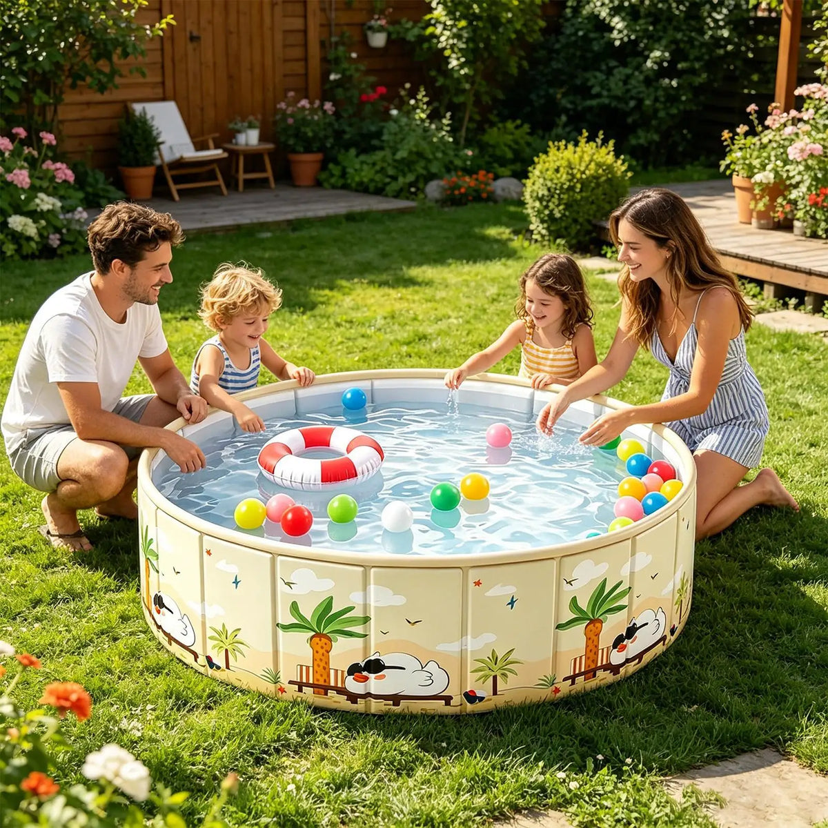 Foldable Kids Pool & Pet Bathtub – Anti-Slip PVC, No Inflation