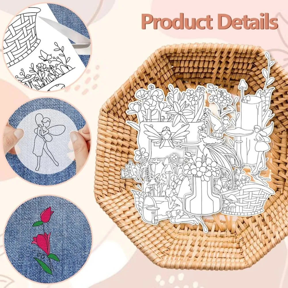 Water Soluble Embroidery Patterns – 4 Sheets & 33 Fairy Designs