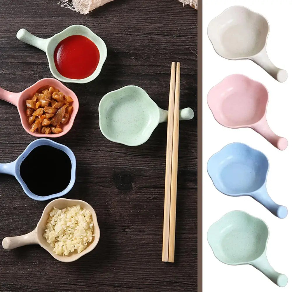Wheat Straw Seasoning Dish with Handle | 4 Colors