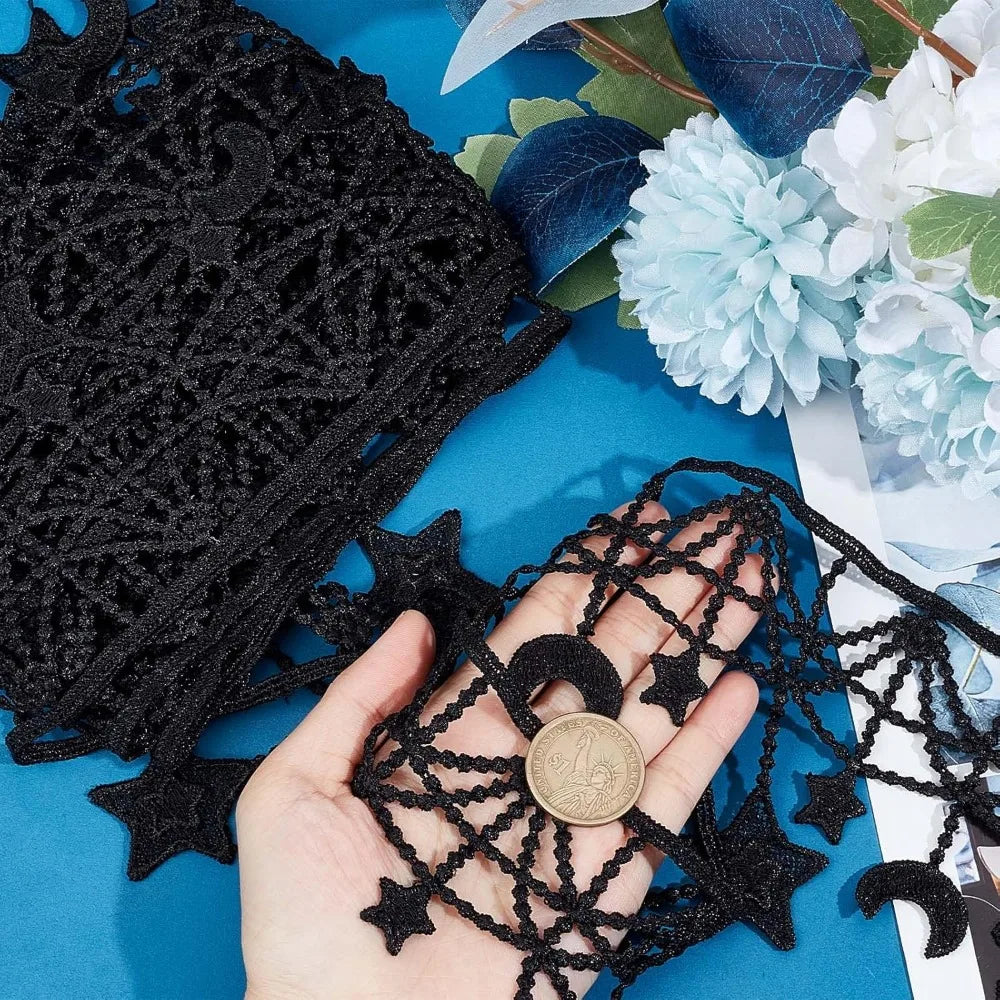 Moon Star Black Lace Trim 3 Yards | Polyester Sewing Ribbon