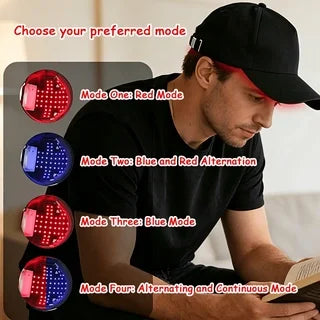 Head Massage Cap | Red & Blue Light, 4 Modes, Timer