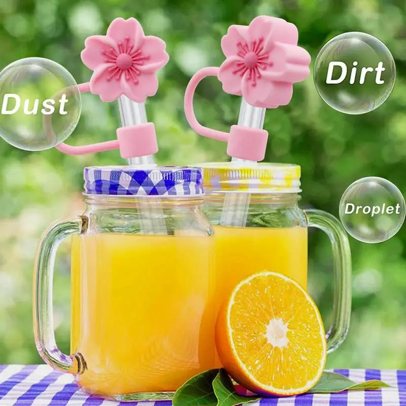 Flower Straw Stopper Cute Cartoon Shape Drinking Tips Lids Caps