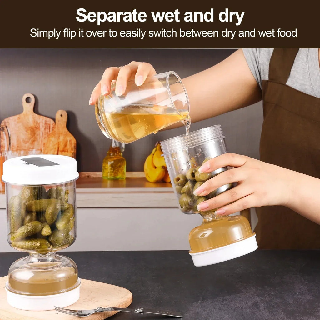 Kimchi & Pickle Strainer Jar – Dry Wet Separation Storage