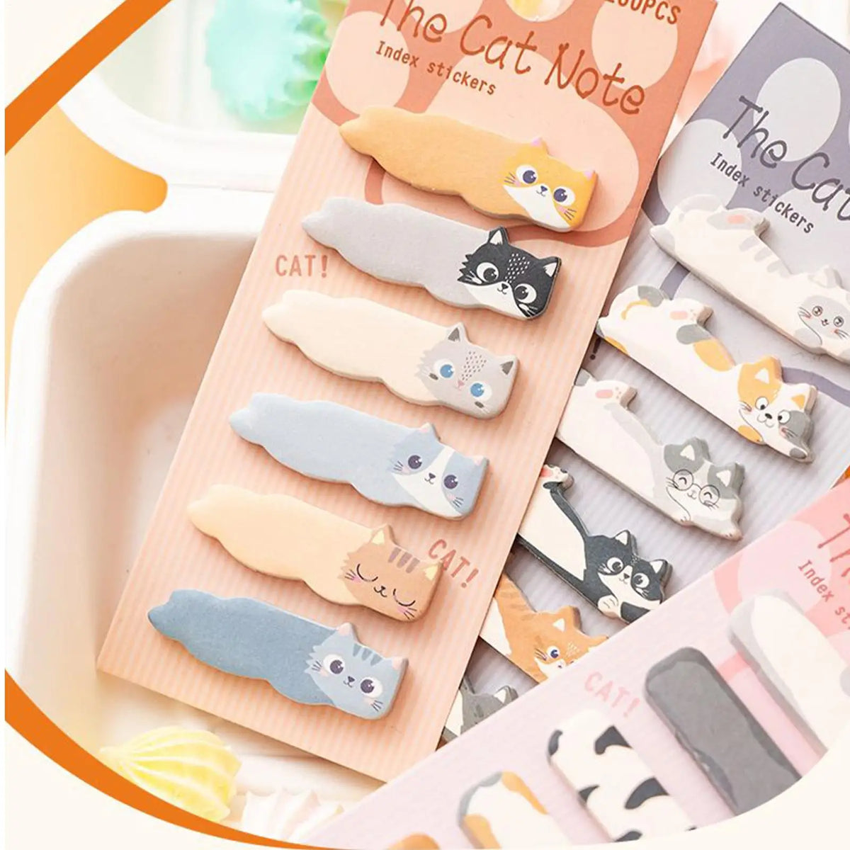 Cute Cat Sticky Notes – 180 Sheets Cartoon Memo Pads