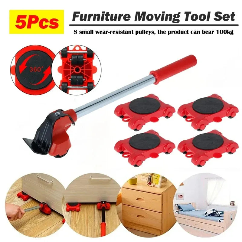 Heavy Duty Furniture Mover Set – 5pc Roller Sliders & Floor Guard