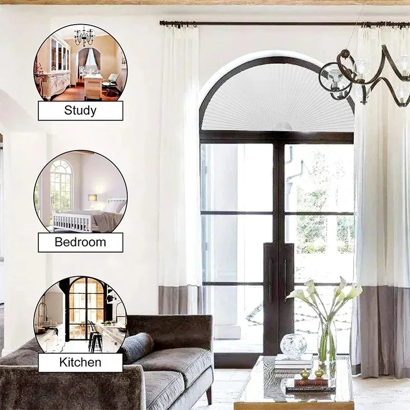 Self-Adhesive Arch Pleated Blind | Light Filtering Window Shade