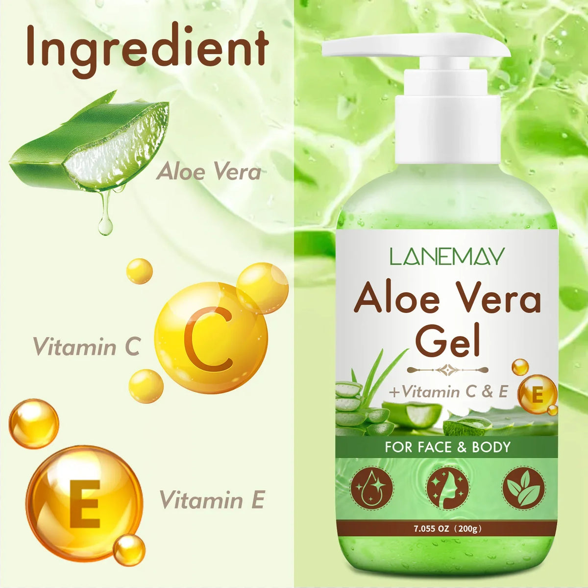 Vitamin C & E Aloe Vera Gel – Face & Body Moisturizer 200g