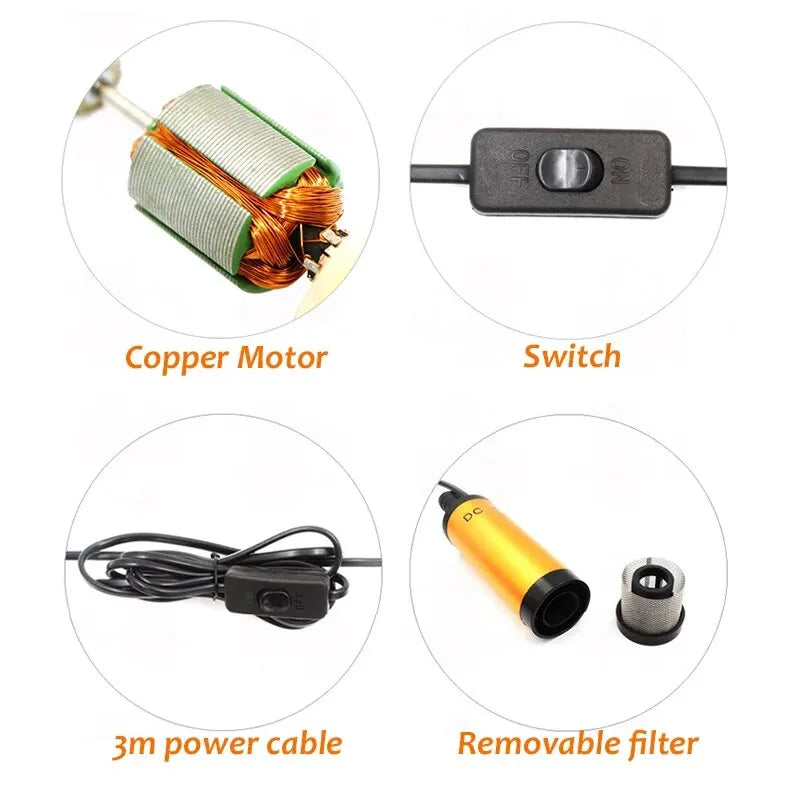 Car Electric Oil Pump DC 12V Auto Pumping Diesel Water Submersible