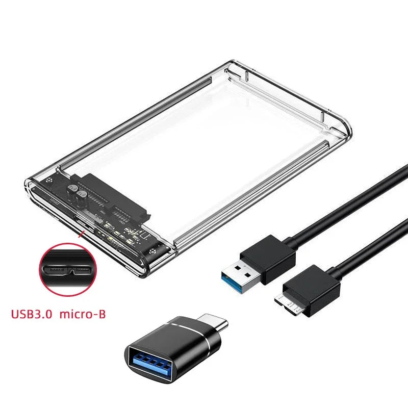 USB3 0 External HDD Case 5Gbps Transparent Hard Disk Drive Enclosure