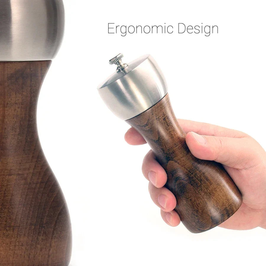 Premium Beech Pepper Mill Salt Grinder Precision Carbon Steel Rotor