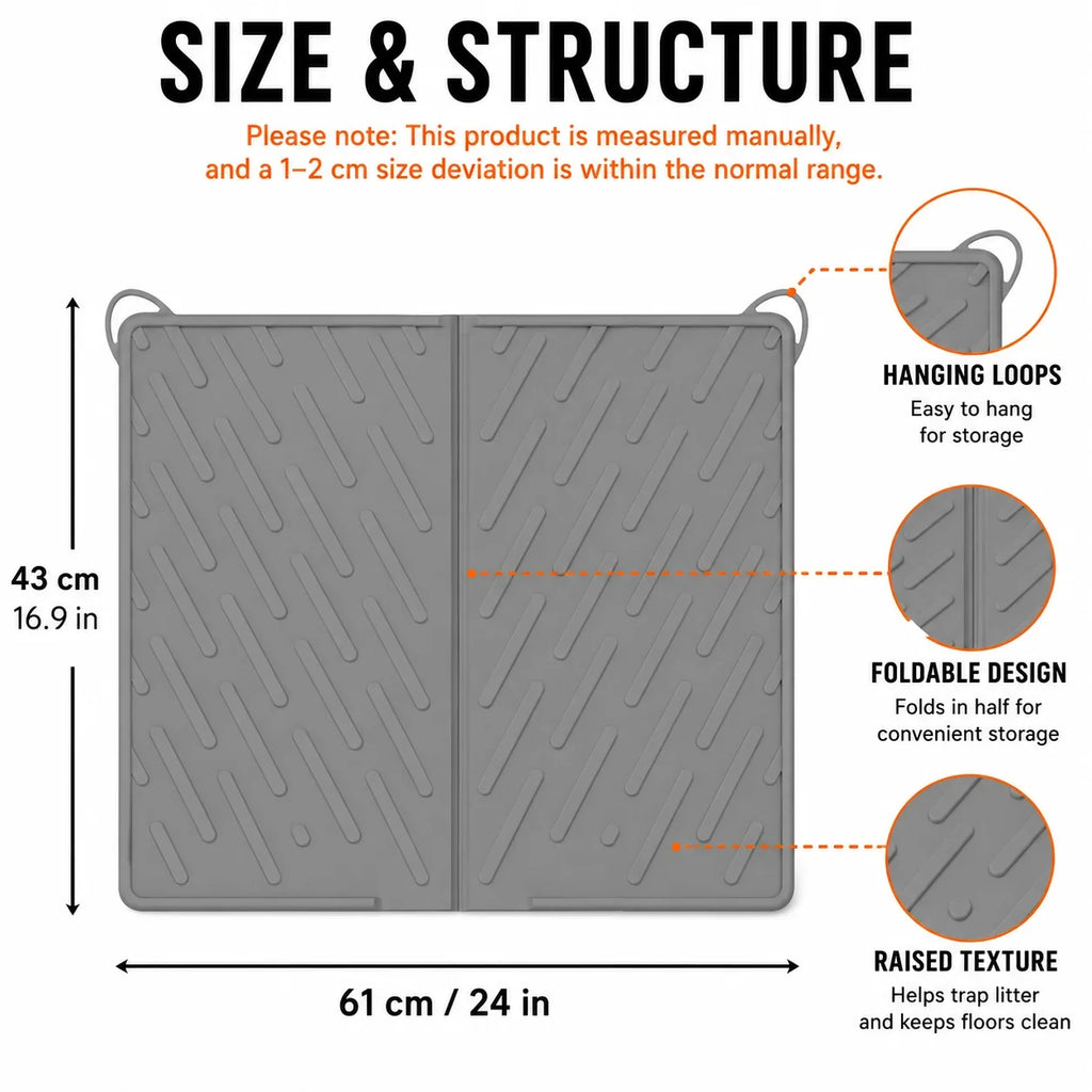 Extra Large Silicone Cat Litter Mat – Foldable & Waterproof