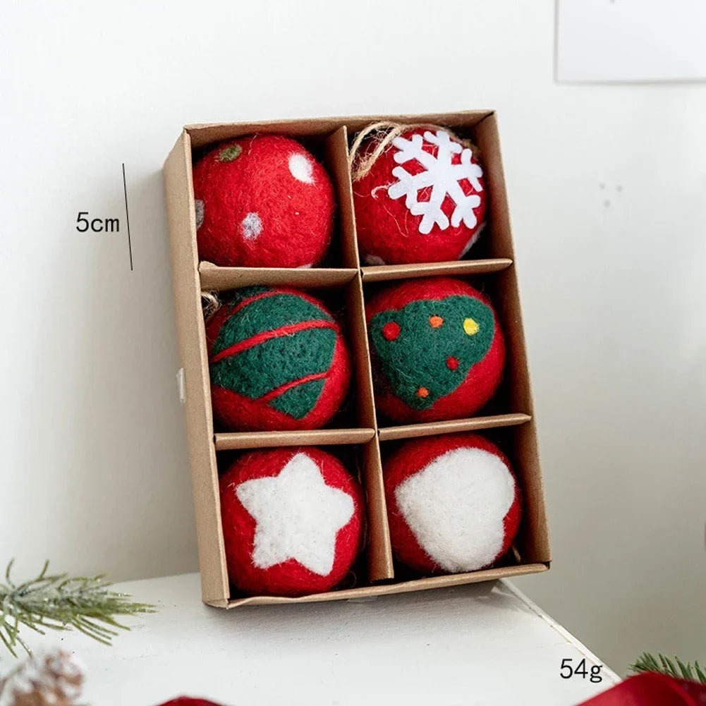 Wool Felt Ball Christmas Tree Ornaments | Colorful Set