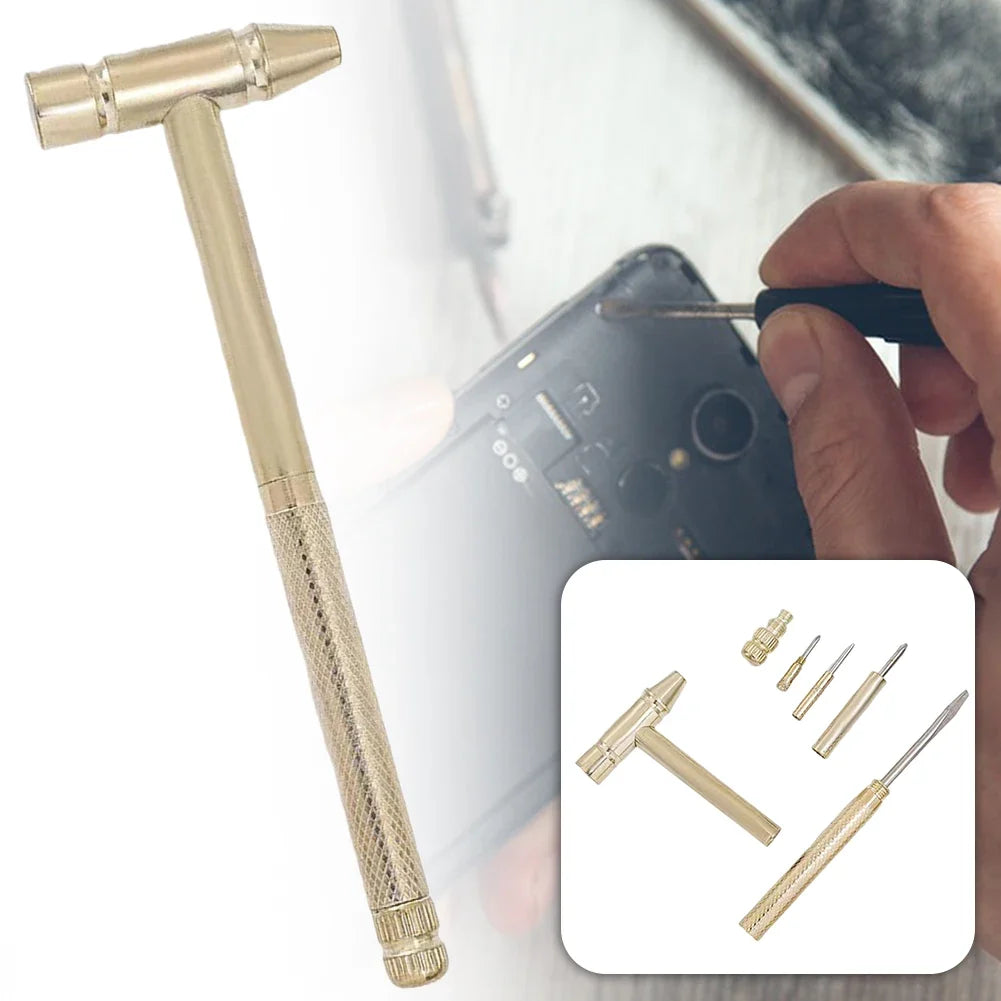 6-in-1 Mini Brass Hammer & Screwdriver Set | Repair Tool Kit