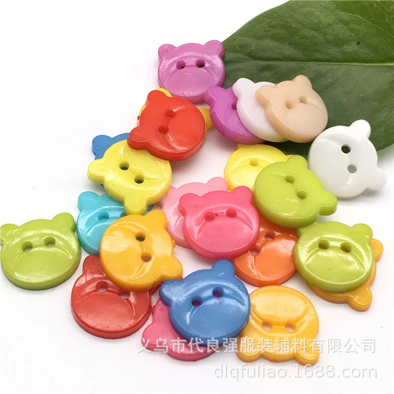 50pcs Colorful Bear Resin Buttons – Sewing, DIY & Scrapbook