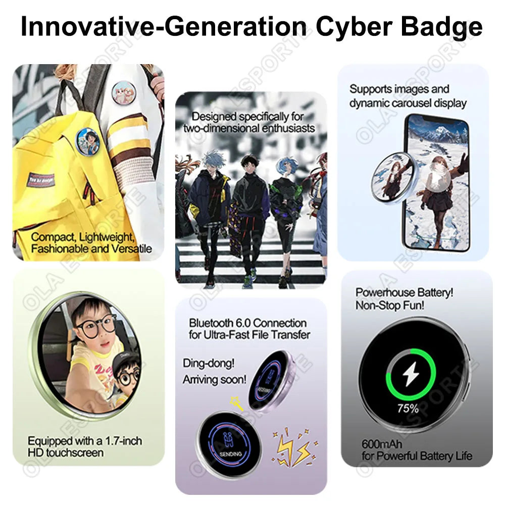 HD Smart E-Badge | Display GIFs, Photos & Animations