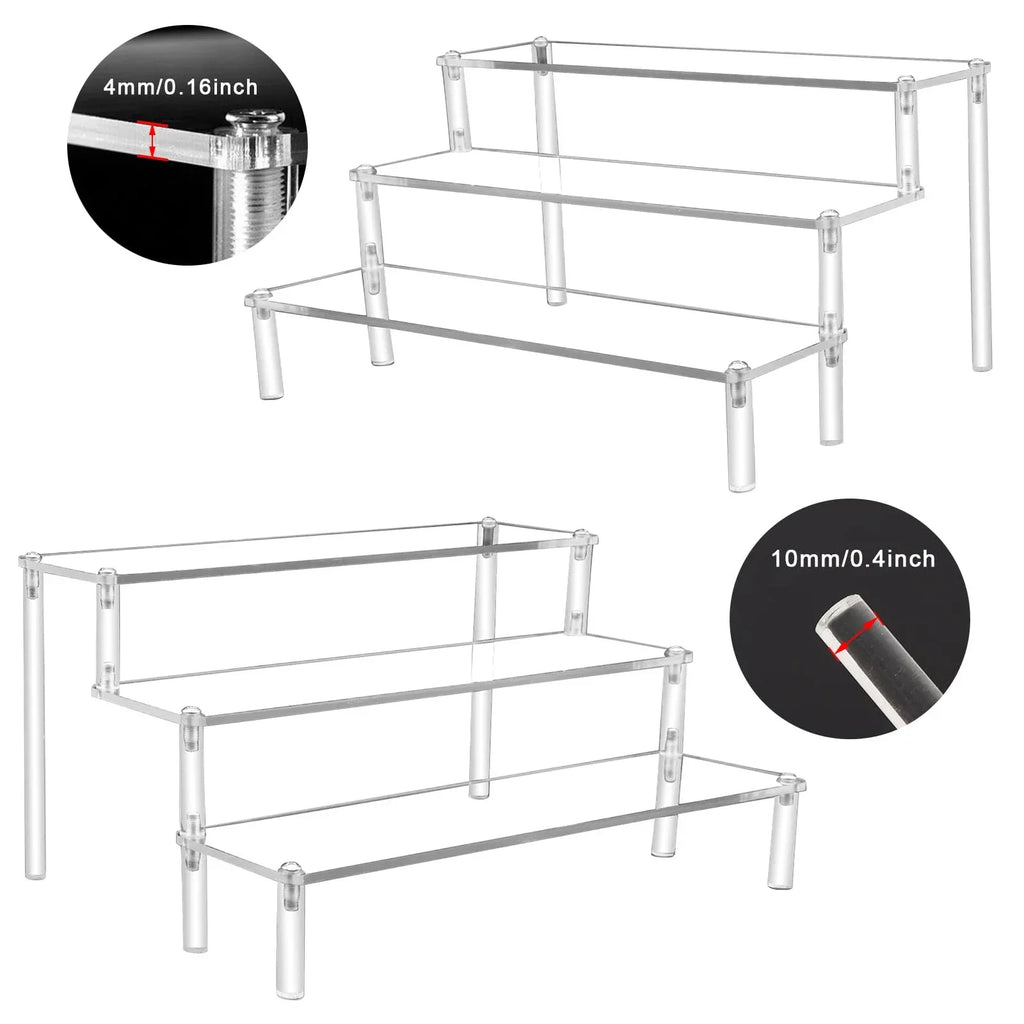1–5 Tier Acrylic Display Stand | Riser Shelf Rack – Clear & Black