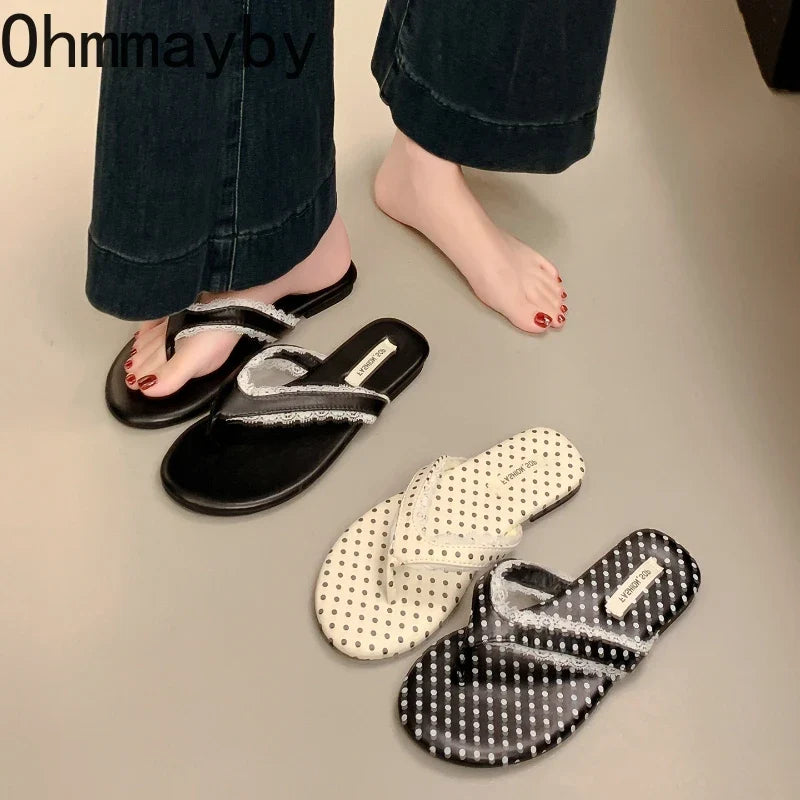 Women's Polka Dot Flip Flop Slides – Summer Beach Sandals