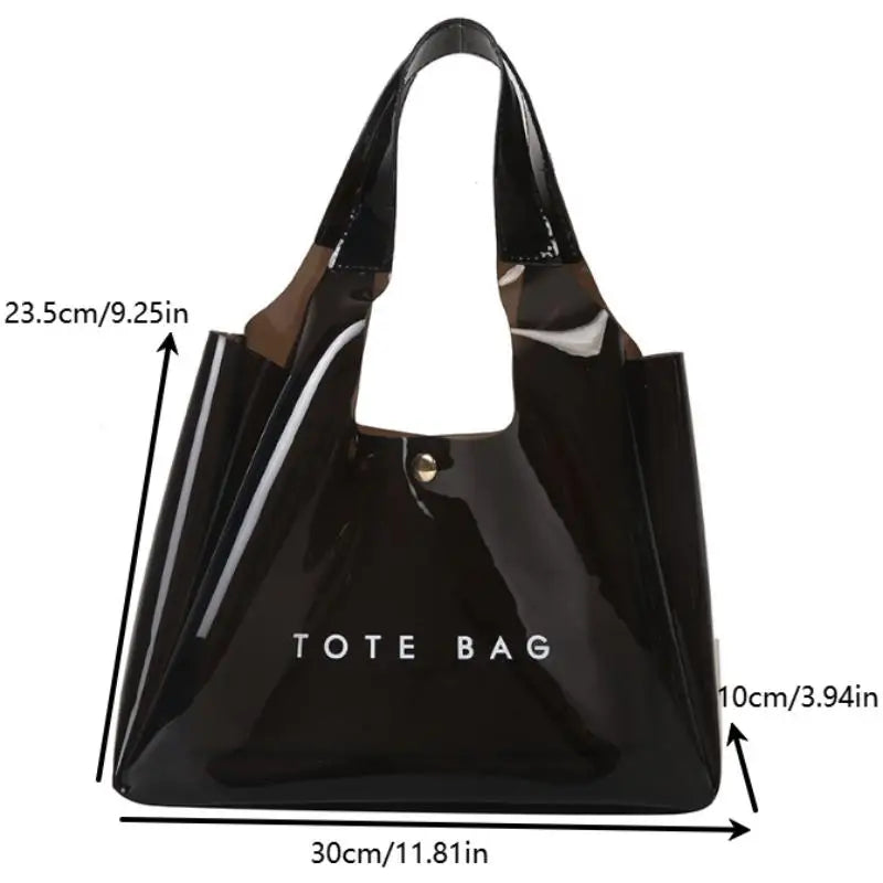 Women's Clear PVC Transparent Shoulder Tote Bag | Daily Commute