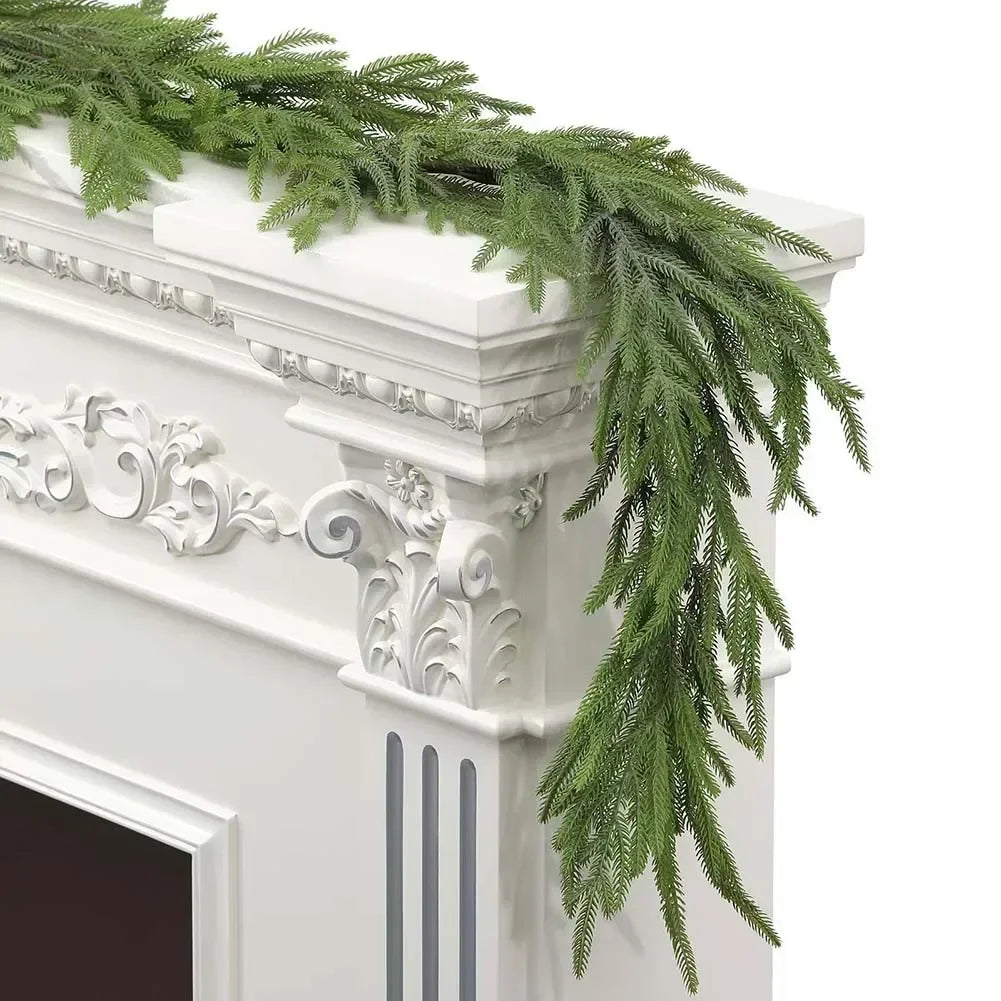 Christmas Norfolk Pine Garland – 4.92 ft Realistic PE Greenery