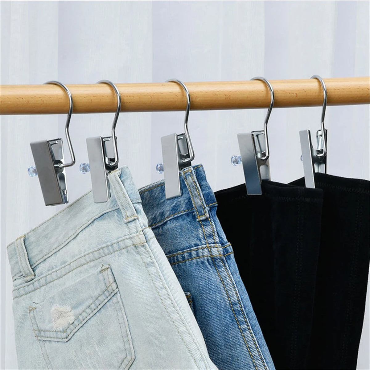 Stainless Steel Clothespin Hooks | Clip & Drip Laundry Hangers