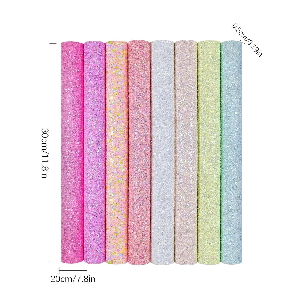 A4 Glitter Sequin Sheets 8-Pack | Iron-On Craft Fabric