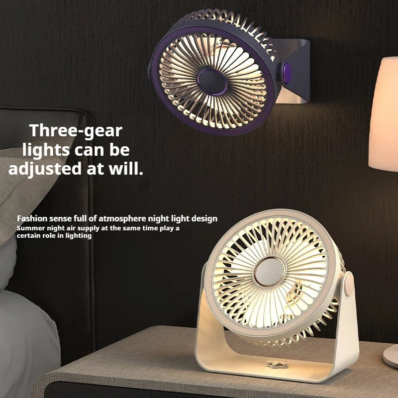 URGGU USB Rechargeable Circulator Fan with LED Night Light